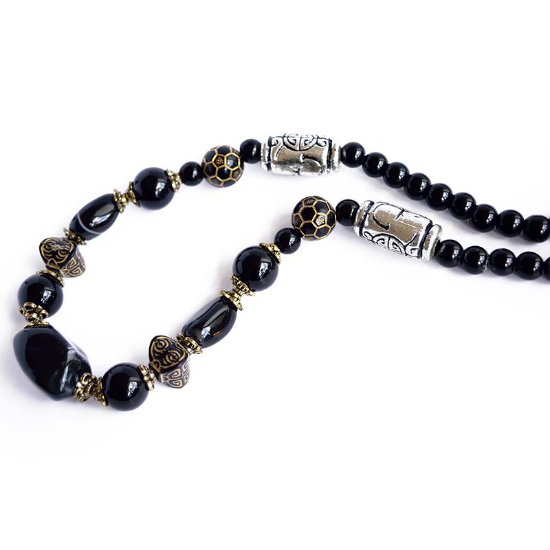 black beads necklace closeup