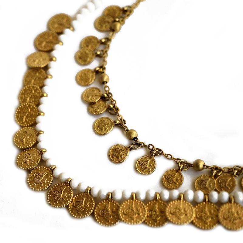 Turkish Coin Necklace - White - Ethnic Jewellery | Tribal Jewellery ...