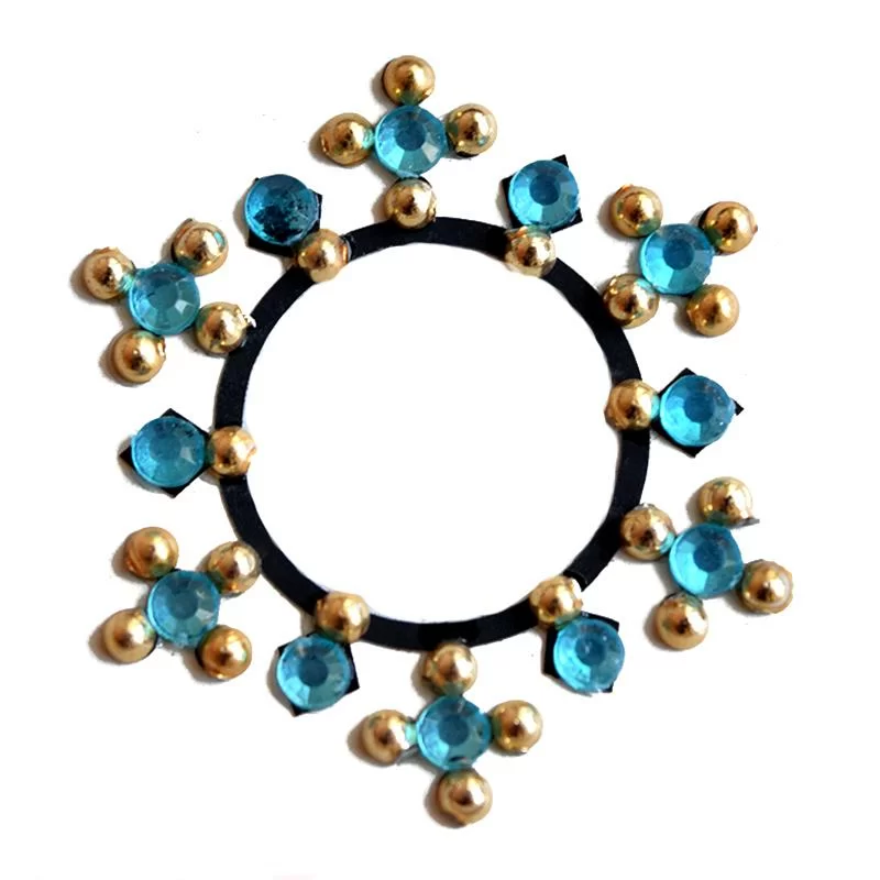 Turquoise gold belly crystal bindi